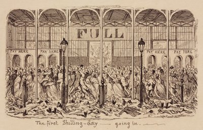 Stora utställningen 1851 "Den första shillingdagen - går in" av Unbekannt