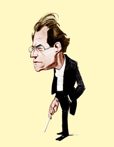 Gustav Mahler. Karikatyr av Oscar Garvens österrikiska kompositör, 7 juli 1860 - 18 maj 1911. Oscar Garvens 1874-1951 av Unbekannt