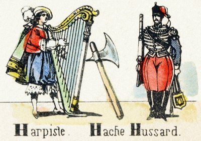 H - Harpist Axe Hussar - Alfabet - barnunderhållning - Bildepinal, populär serie c.1890 (illustration) av Unbekannt