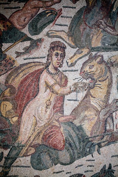 Arions sal. Marin scen. Marina varelser. Nereides och tritoner. 3:e - 4:e århundradet. Romersk villa i Casale, Sicilien. UNESCO plats. av Unbekannt