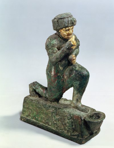 Hammurabi, kung av Babylon, ber framför ett heligt träd, ca 1750 f.Kr. (brons och guld) av Unbekannt