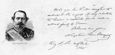 Napoleon III:s handstil och signatur av Unbekannt