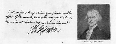 Handskrift och underskrift från ett brev från Thomas Jefferson till John Paul Jones, skrivet i Paris, 11 juli av Unbekannt