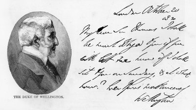 Arthur Wellesleys handstil och signatur av Unbekannt