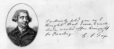 Handstil och signatur av Charles James Fox (penna och bläck på papper) av Unbekannt