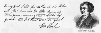 Handskrift och signatur av Edmund Burke (penna och bläck på papper) av Unbekannt