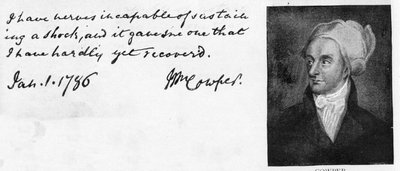 Handstil och signatur av William Cowper av Unbekannt