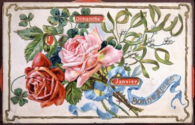 Blommor för gott nytt år, tidigt 1900-tal (vykort) av Unbekannter Künstler