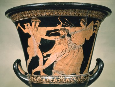 Herakles Struggling, detalj från en attisk röd-figur calyx-krater, 500-talet f.Kr. (keramik) av Unbekannt