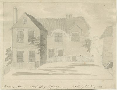 High Offley - Prästgård: ritning med blyerts och tvätt, 1790 av Unbekannt