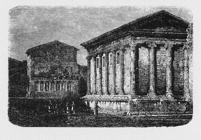 Det antika Roms historia. Temple of Portunus är en gammal byggnad i Rom, Italien, huvudtemplet tillägnat guden Portunus i staden. av Unbekannt