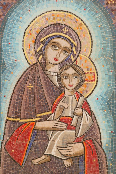 Heliga jungfrun och Saint John Kame koptiska klosterikonen Egypten av Unbekannt