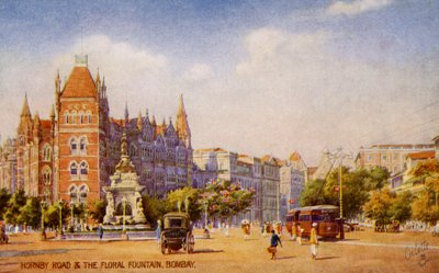 Hornby Road och Floral Fountain, Mumbai (Bombay) av Unbekannter Künstler
