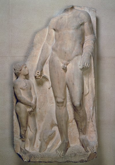 Huntsman, fragment från en relief på en begravningsstele, Attic, troligen tidigt 300-tal f.Kr. (marmor) av Unbekannt