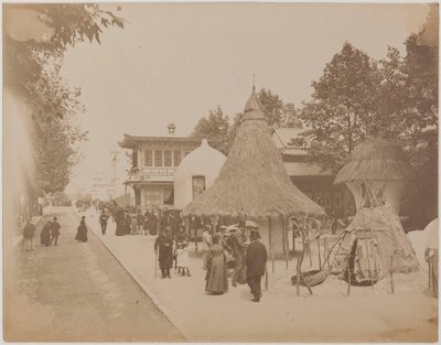 Hyddor av centralafrikanska infödda, Universal Exposition, Champ de Mars, Paris av Unbekannter Künstler