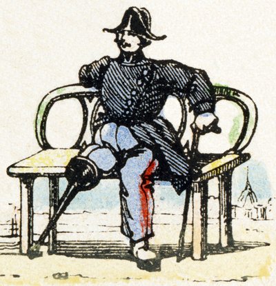 I - Invalide - Alfabetet - barnunderhållning - Bildepinal, populär serie c.1890 (illustration) av Unbekannt