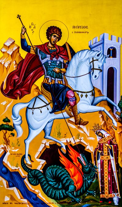 Ikon av Saint George, Moni Karydi, Kreta, Vamos, Kreta, Grekland, Europa (foto) av Unbekannter Künstler