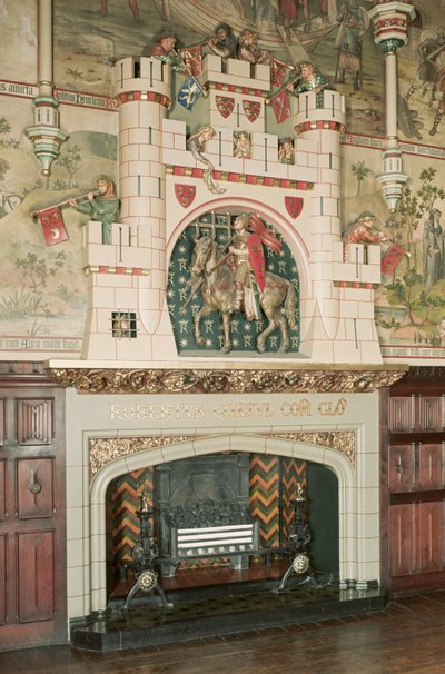 Interiör, detalj av en öppen spis, Cardiff Castle, Wales, ca 1875 (foto) av Unbekannt