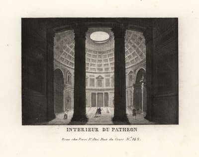 Interiör av Pantheon som visar kupolen och oculus, Rom av Unbekannt
