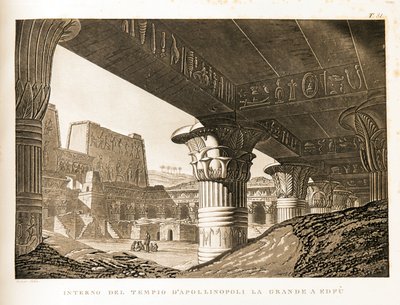 Inre vy av templet Apollinopolis i Edfu, Egypten Illustration från Atlas of Egypt av Unbekannter Künstler