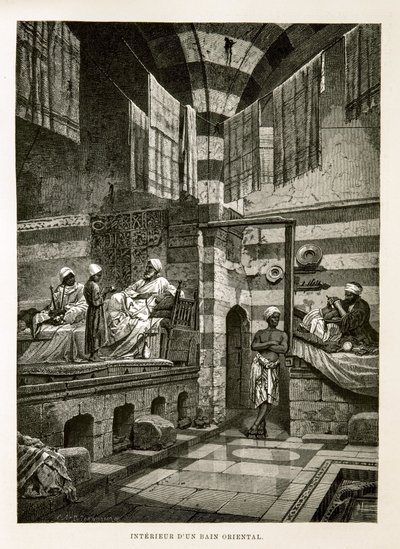 Invändig vy av ett orientaliskt bad Illustration från Atlas of Egypt av Unknown