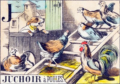 J Juchoir a poules - "gårdens alfabet" slutet av 1800-talet (gravyr) av Unbekannt
