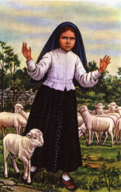 Jacinta, som såg Jungfru Maria i Fatima 1917, ca 1920-1930 (vykort) av Unbekannter Künstler