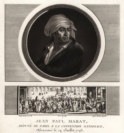 Jean Paul Marat, ställföreträdare för Paris i Nationalkonventet, mördades 1793 av Unbekannt