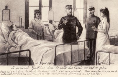 Joseph Gallieni besöker de sårade av Unbekannter Künstler