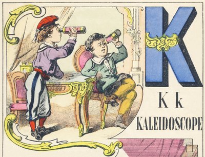 K : kalejdoskop - Spelalfabetet, ca 1890 (illustration) av Unbekannt