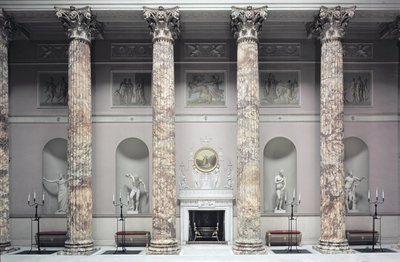 Kedleston Hall, Interiör av Marble Hall, byggd av Robert Adam (1728-92), Derbyshire, Storbritannien (foto) av Unbekannt