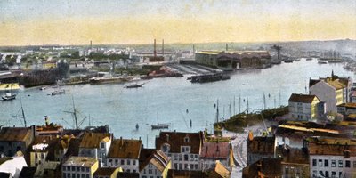 Kiel, Tyskland - vy över varvet från Nicolaikirche av Unbekannter Künstler
