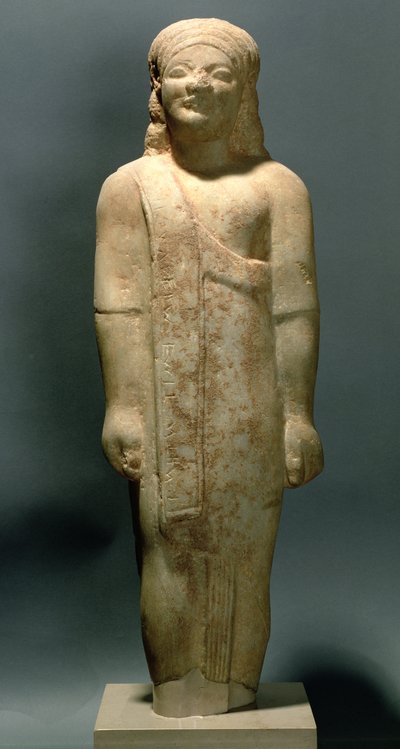 Kouros Dionysermos, grekisk, arkaisk period, c.600 f.Kr. (sten) av Unbekannt