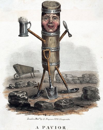Asfaltläggaren, figuren konstruerad med hans yrkesverktyg, cirka 1810-1860 av Unbekannt