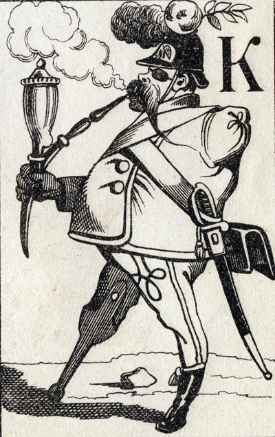 Bokstaven K Fritz Kreutzer. Gravyr i "ABC Les Images en Alphabet". Epinal avbildning. Pellerin och Cie, tryckare-förlag, Epinal, sent 1800-tal, ca 1890. 10 sidor. Mått: 19,5 x 13,5 cm av Unbekannt