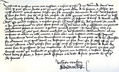 Brev från kung Edvard IV till Frans II, hertig av Bretagne, där han ber om hjälp för att återupprätta sitt rike, skrivet i Saint-Pol den 9 januari av Unbekannt