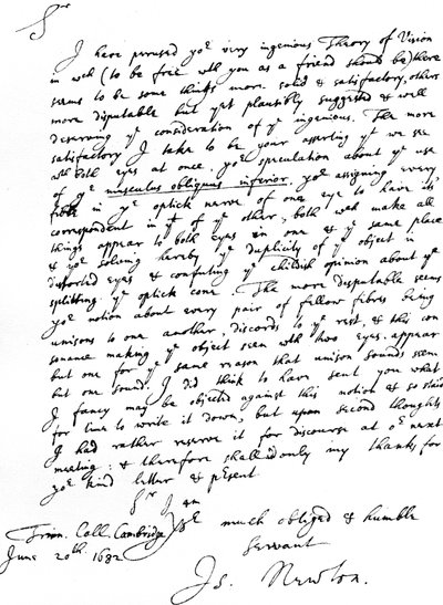 Brev från Sir Isaac Newton till William Briggs, M.D., skrivet från Trinity College, Cambridge, 20 juni av Unbekannt