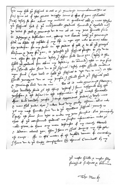 Brev från Thomas More till kung Henrik VIII, skrivet i hans hem i Chelcith (Chelsea), 5 mars av Unbekannt