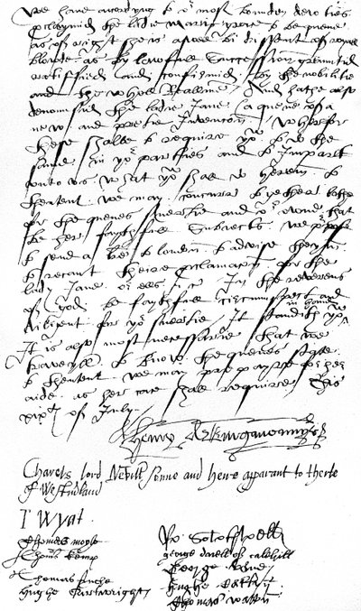 Brev från anhängare av Queen Mary I i Kent till Sir Nicholas Pelham och herrarna i Sussex, som tillkännager proklamationen av Lady Mary som drottning och fördömer Lady Jane Gray av Unbekannt