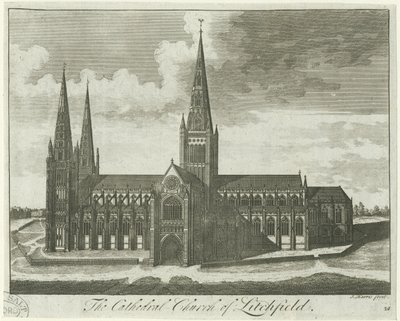 Lichfield Cathedral - South View: gravyr och [?1700-talet] av Unbekannt
