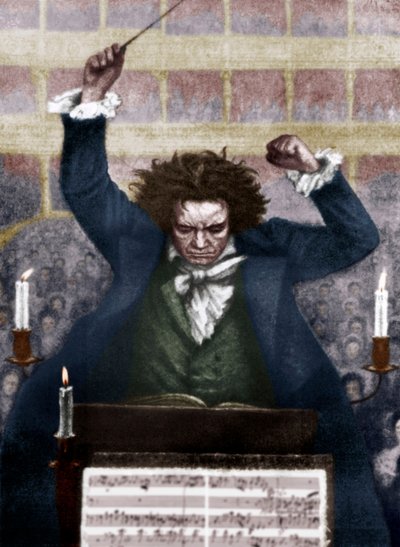 Ludwig van Beethoven dirigerar med batong - av Katzaroff. tysk kompositör av Unbekannt