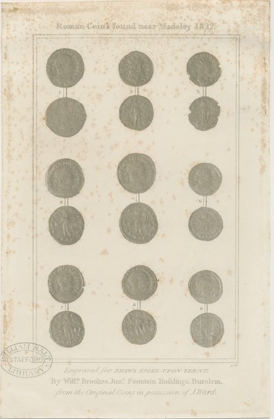 Madeley - romerska mynt: gravyr, nd [c 1817] av Unbekannt