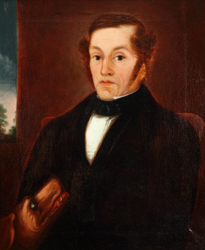 Man med hund och fluga 1825 (olja på duk) av Unbekannter Künstler