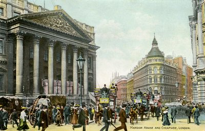 Mansion House och Cheapside, London av Unbekannter Künstler