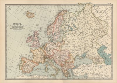 Karta över Europa, ca 1900 (gravyr) av Unbekannter Künstler