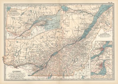 Karta över Quebec, Kanada, ca 1900 (gravyr) av Unbekannter Künstler