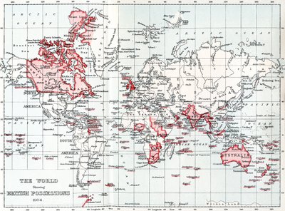 Karta över världen som visar brittiska ägodelar 1904. av Unbekannt