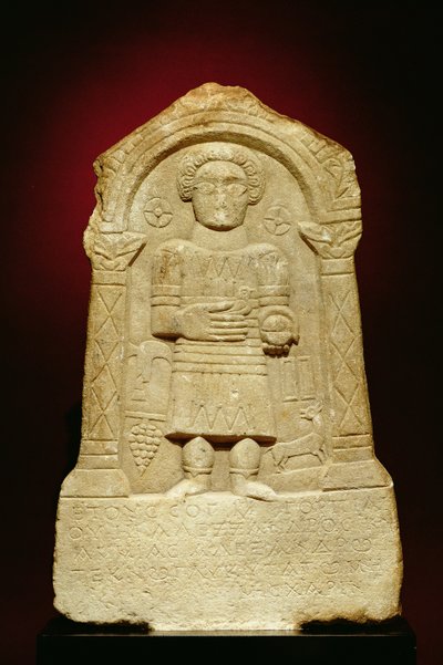 Begravningsstele i marmor, med grekisk inskription, romersk, 300-talet f.Kr av Unbekannt