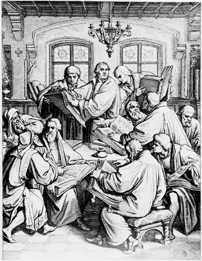 Martin Luther översätter Bibeln från latin till tyska av Unbekannter Künstler
