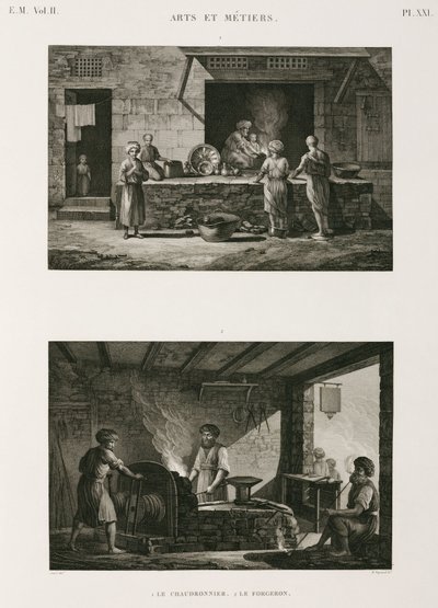 Metaller, koppar Kopparsmed och smed, Egypten, ca 1798 av Unbekannt